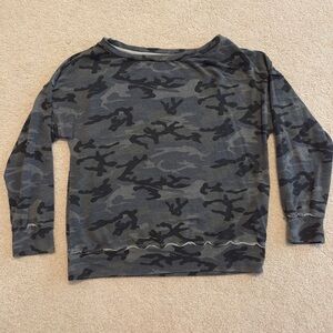 Sundry Camo Off the Shoulder Sweatshirt